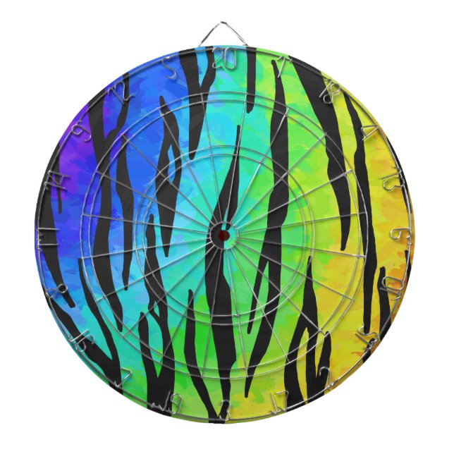 Tiger Black and Rainbow Print Dartscheibe (vorne)