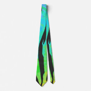 Tiger Black and Rainbow Print Krawatte