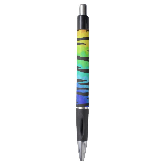 Tiger Black and Rainbow Print Kugelschreiber (Vorderseite Vertikal)