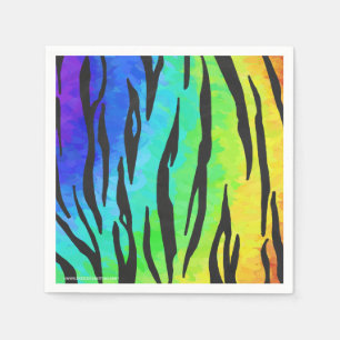 Tiger Black and Rainbow Print Serviette