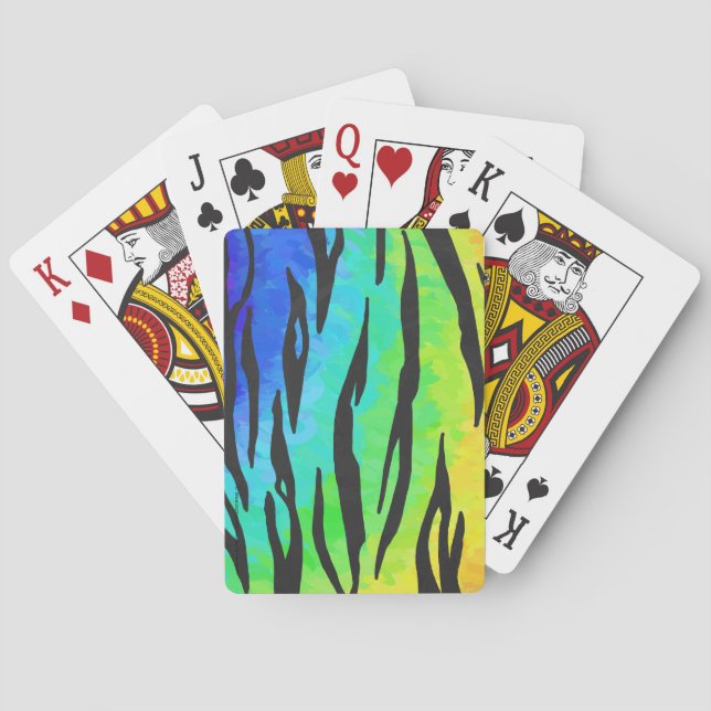 Tiger Black and Rainbow Print Spielkarten (Rückseite)