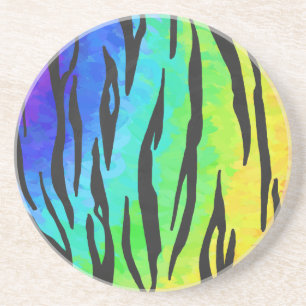 Tiger Black and Rainbow Print Untersetzer