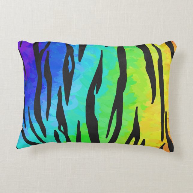 Tiger Black and Rainbow Stuff Dekokissen (Rückseite)
