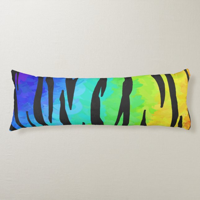 Tiger Black and Rainbow Stuff Seitenschläferkissen (Vorderseite)