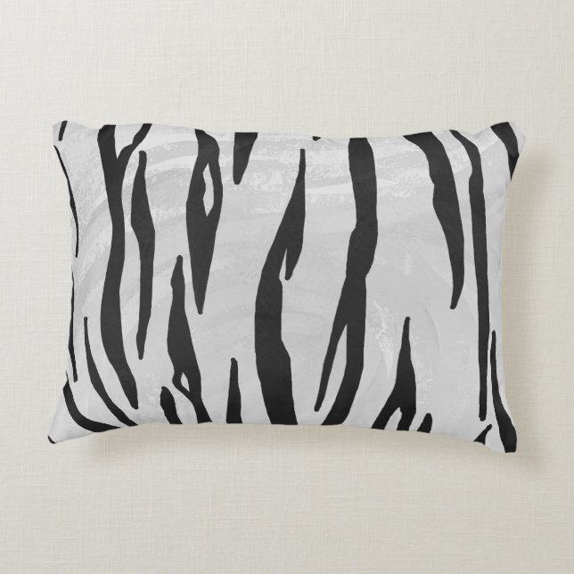 Tiger Black and White Print Dekokissen (Rückseite)