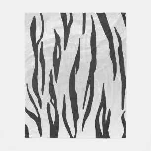 Tiger Black and White Print Fleecedecke