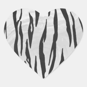 Tiger Black and White Print Herz-Aufkleber