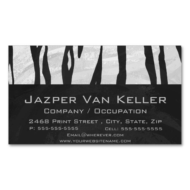 Tiger Black and White Print Magnetische Visitenkarte (Vorderseite)