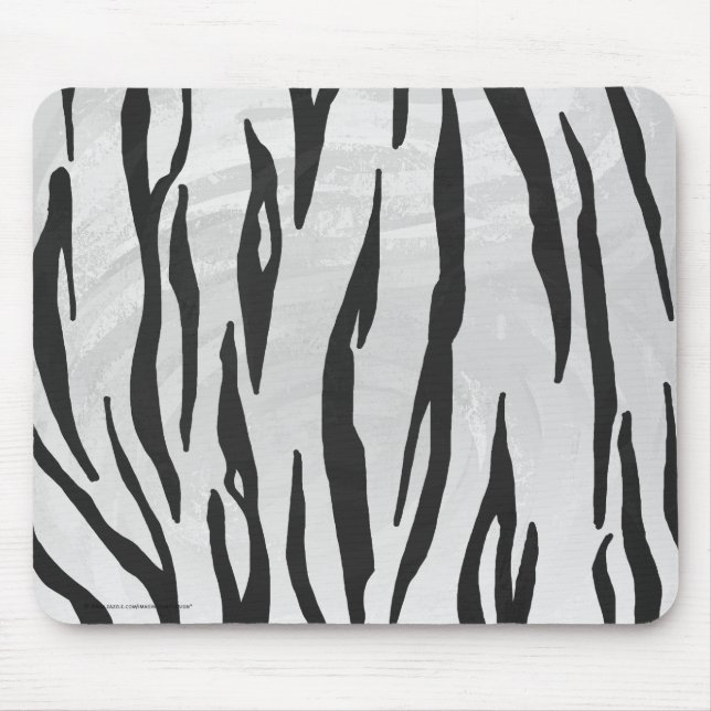 Tiger Black and White Print Mousepad (Vorne)