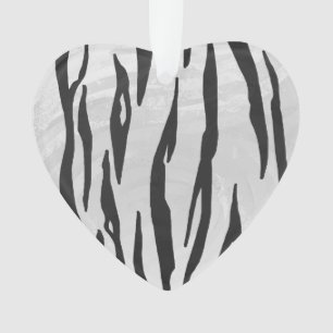 Tiger Black and White Print Ornament