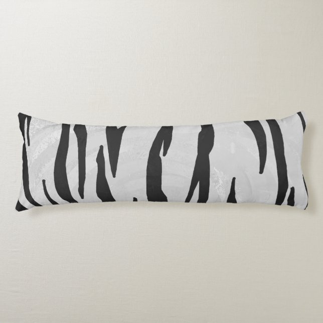 Tiger Black and White Print Seitenschläferkissen (Vorderseite)