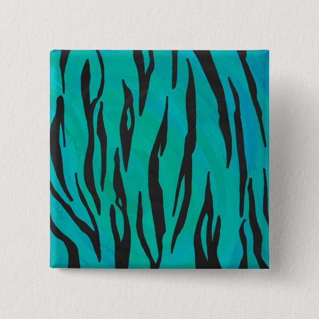Tiger Black und Aquamarin Print Button (Vorderseite)