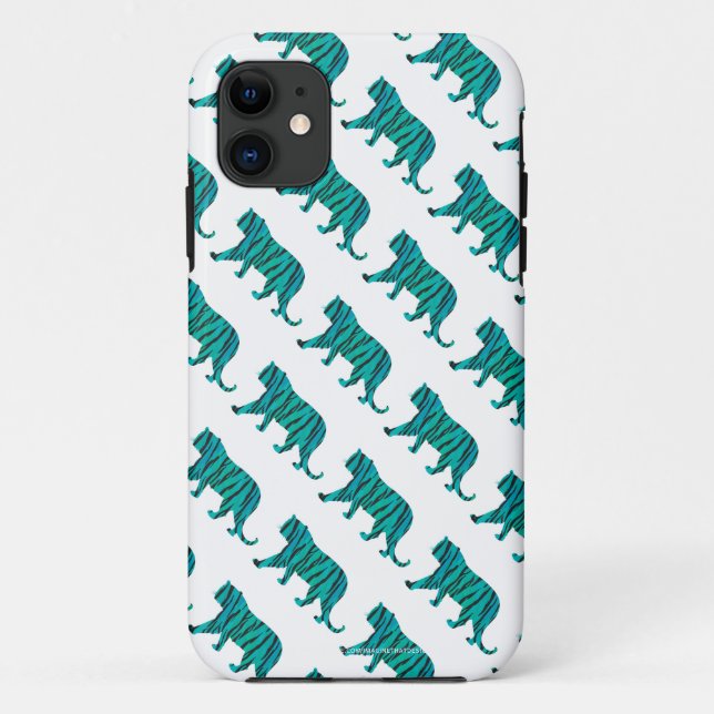 Tiger Black und Aquamarin Print Case-Mate iPhone Hülle (Rückseite)
