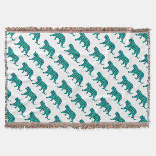 Tiger Black und Aquamarin Print Decke