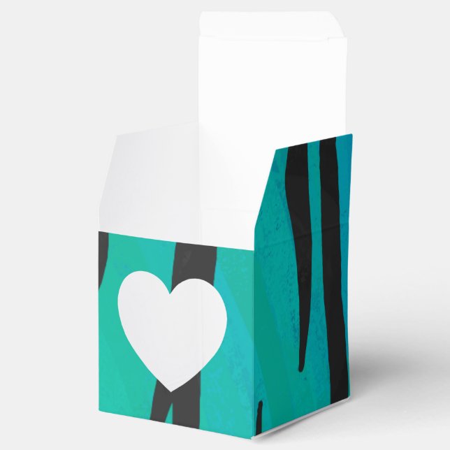 Tiger Black und Aquamarin Print Geschenkschachtel (Geöffnet)
