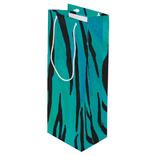 Tiger Black und Aquamarin Print Geschenktüte Für Weinflaschen