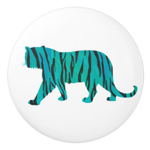 Tiger Black und Aquamarin Print Keramikknauf