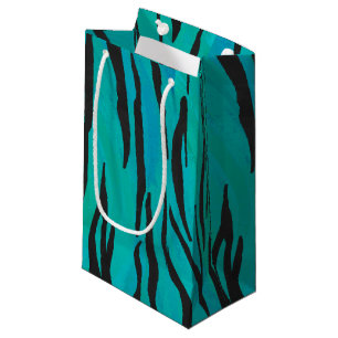 Tiger Black und Aquamarin Print Kleine Geschenktüte