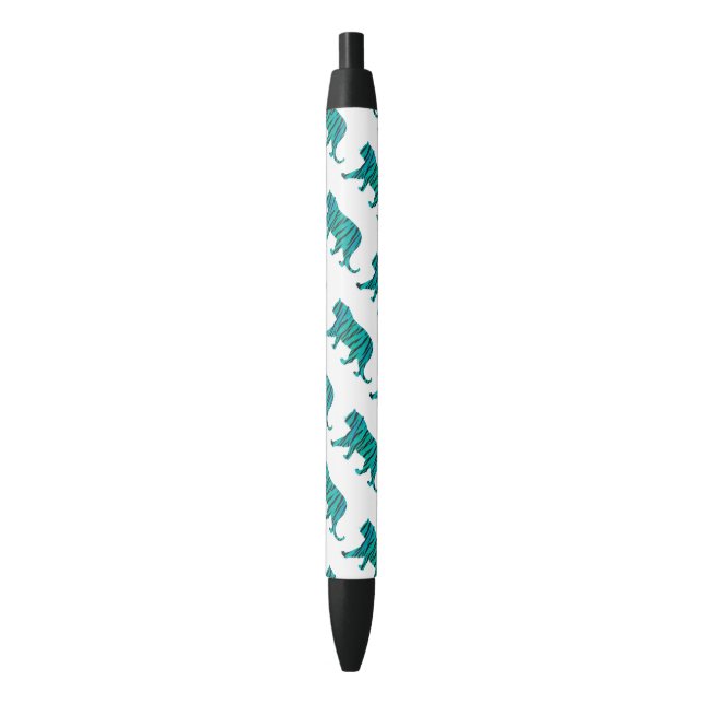 Tiger Black und Aquamarin Print Kugelschreiber (Vorderseite Vertikal)