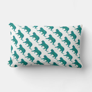 Tiger Black und Aquamarin Print Lendenkissen