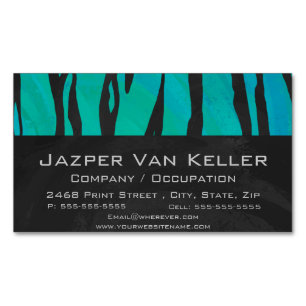 Tiger Black und Aquamarin Print Magnetische Visitenkarte