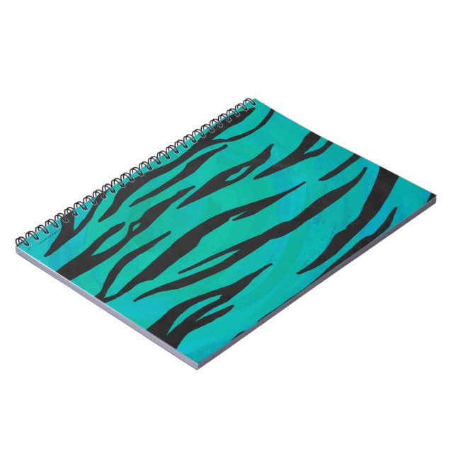 Tiger Black und Aquamarin Print Notizblock (Linke Seite)