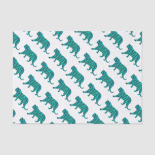 Tiger Black und Aquamarin Print Seidenpapier