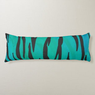 Tiger Black und Aquamarin Print Seitenschläferkissen