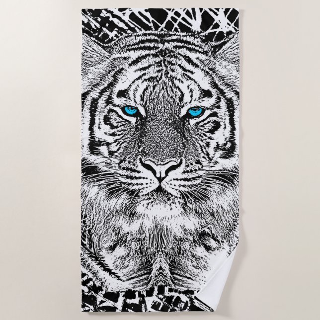 Tiger-blaue Augen-Dekor auf a Strandtuch (Vorderseite)
