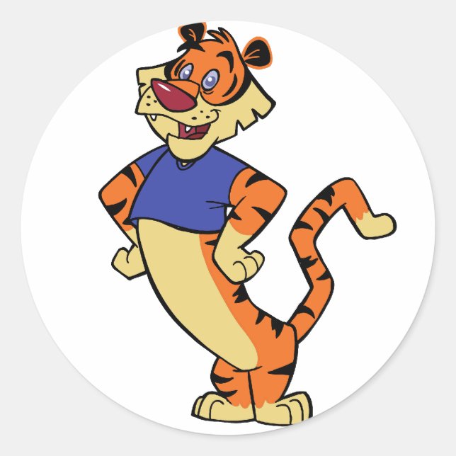 Tiger - blaue Maskottchen-Aufkleber Runder Aufkleber (Vorderseite)