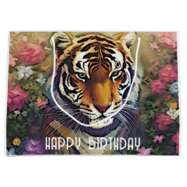 Tiger-Blume für benutzerdefinierte Textgifttasche Große Geschenktüte