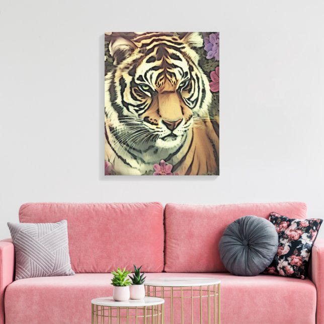 Tiger-Blume-Leinwand Leinwanddruck (Insitu (Wohnzimmer))