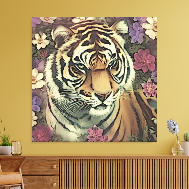 Tiger-Blume-Leinwand Leinwanddruck (Insitu (Wohnzimmer))