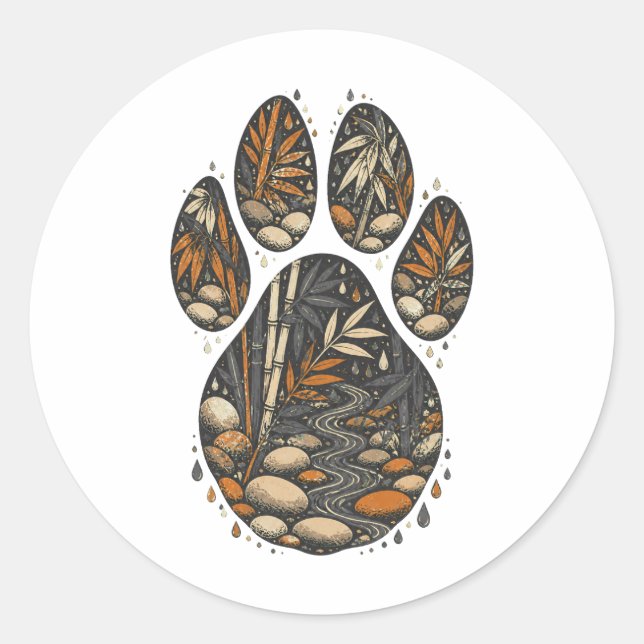 Tiger Botanical Footprint Nature Sticker (Vorderseite)