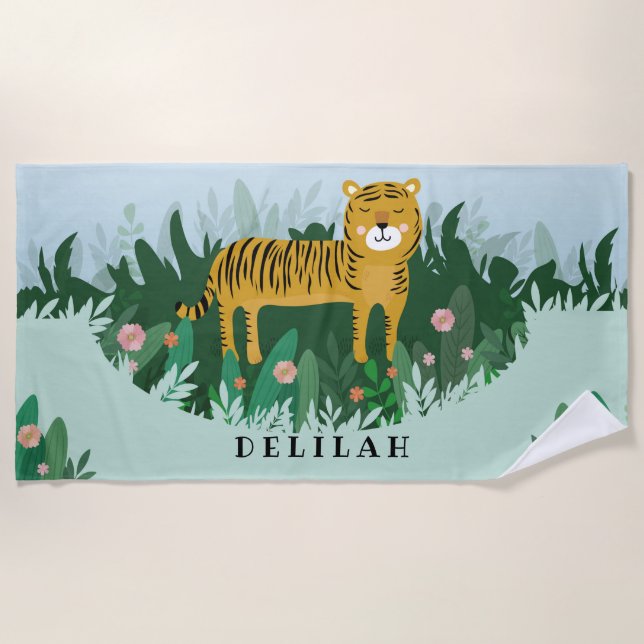 Tiger Bowl Beach Jungle Wildes Design Strandtuch (Vorderseite)