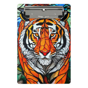 Tiger Buntglas-Geschenk für Tierliebhaber Mini Klemmbrett