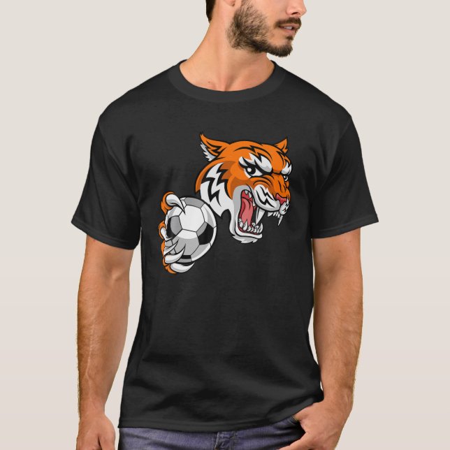 Tiger Cartoon Sportfreunde-Team Mascot Fußball-Bun T-Shirt (Vorderseite)