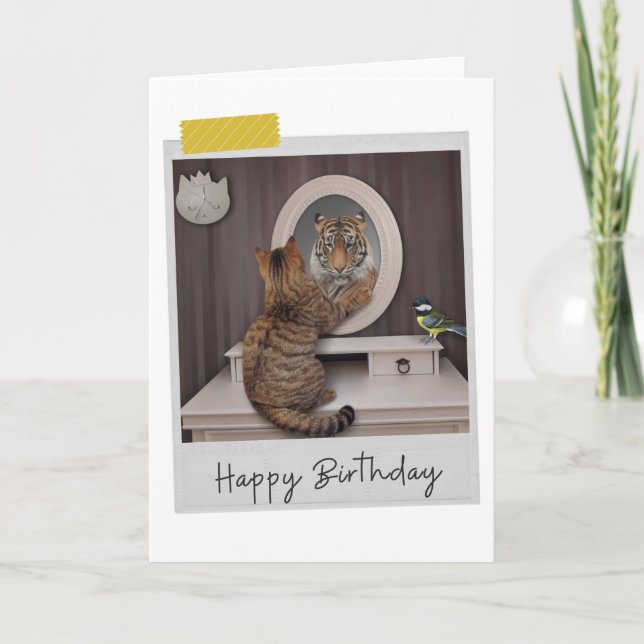 Tiger Cat Funny Birthday Card Karte (Vorderseite)