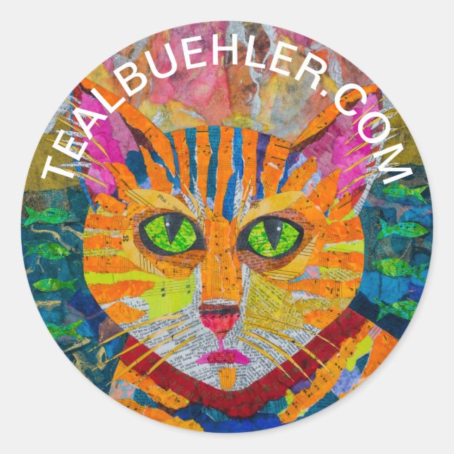 Tiger Cat Runder Aufkleber (Vorderseite)