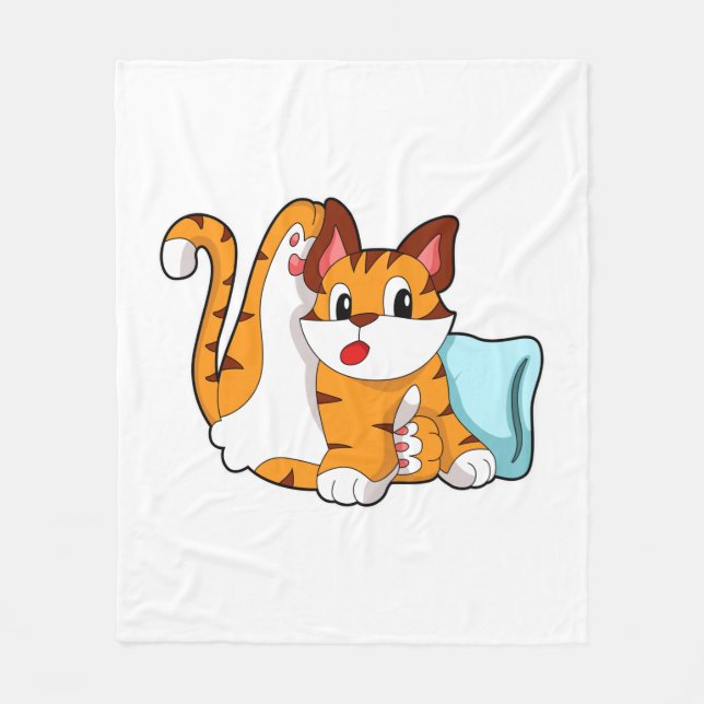 Tiger cat with Pillow Fleecedecke (Vorderseite)