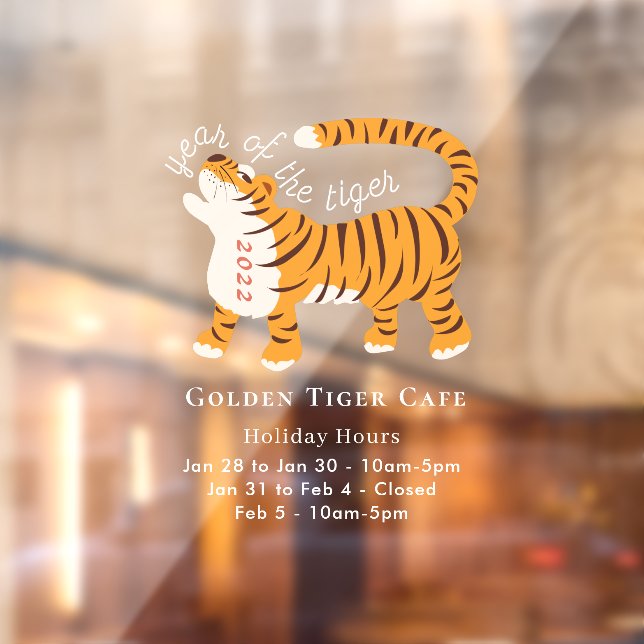 Tiger Chinesisches Neujahr 2022 Urlaubsstunden Fensteraufkleber (Blatt 2)