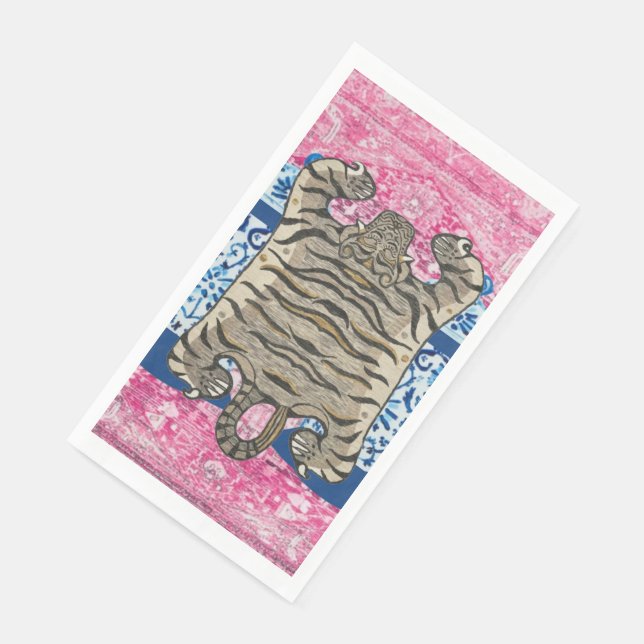 Tiger Chinoiserie Ginger Jar Jarons Papier Serviette (Ecke)