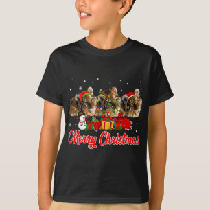 Tiger Christmas Pajama Funny Xmas Lichter Tiere L T-Shirt