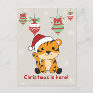 Tiger Christmas Snow Winter Animals Tiger Holiday  Feiertagspostkarte