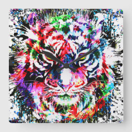 Tiger Clock | Tigermauer-Uhr Quadratische Wanduhr