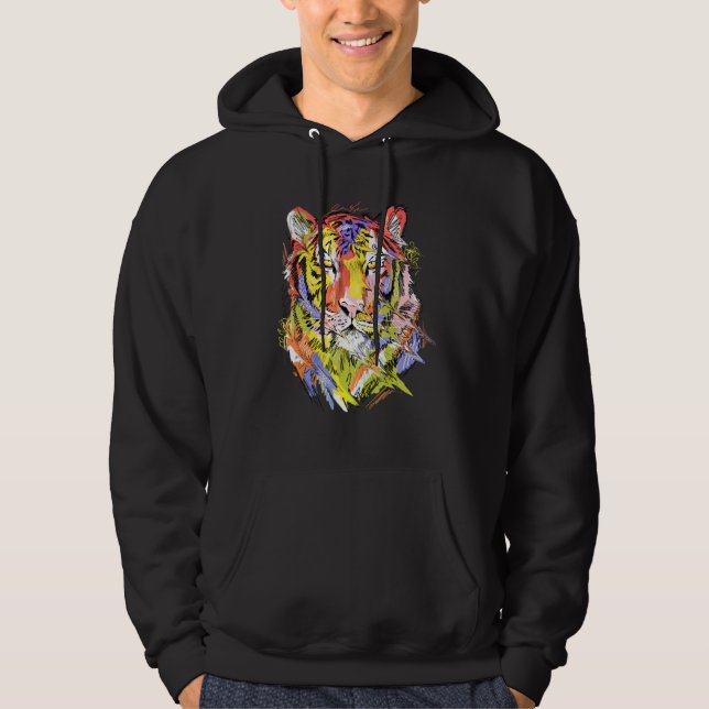 Tiger colourful animal art animal lovers hoodie (Vorderseite)