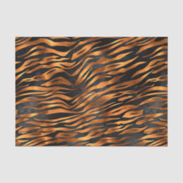 Tiger Copper Black Animal Print Seidenpapier
