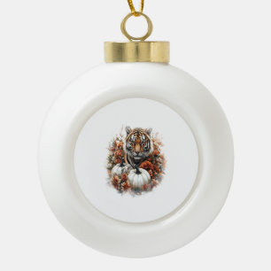 Tiger Country Pumpkin Keramik Kugel-Ornament