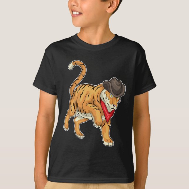 Tiger Cowboy Cowboy hat T-Shirt (Vorderseite)
