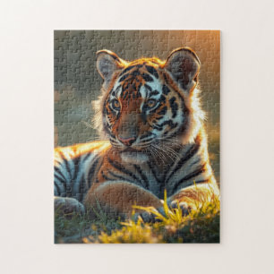 Tiger Cub im Sonnenaufgang
